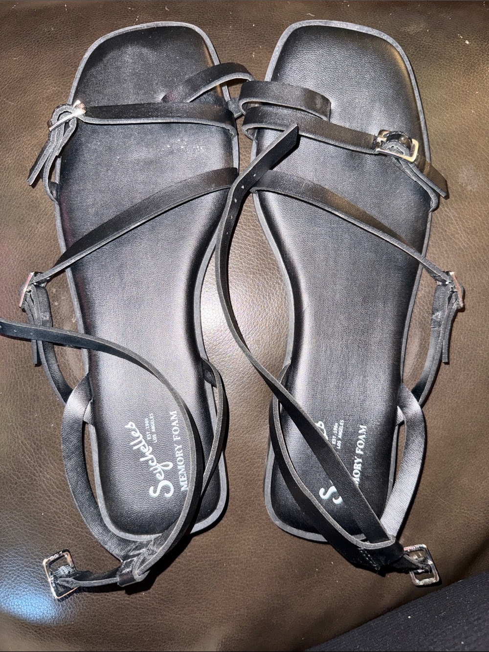 Seychelles Women's Black Strappy Memory Foam Sandals